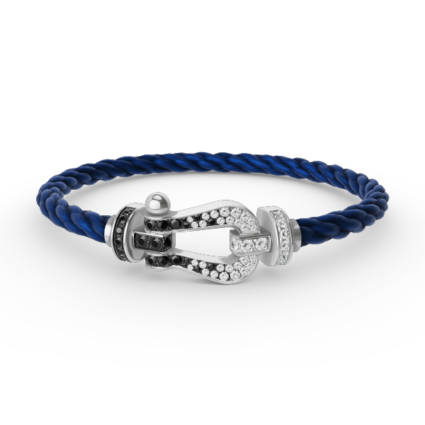 [CLOVER JEWELRY]FORCE LARGE HORSESHOE BLACK WHITE DIAMOND BRACELET SILVER