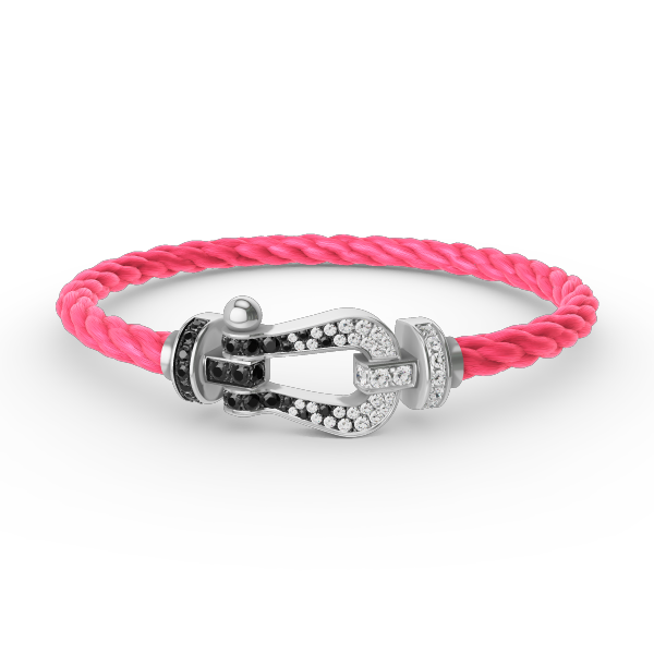 [CLOVER JEWELRY]FORCE LARGE HORSESHOE BLACK WHITE DIAMOND BRACELET SILVER