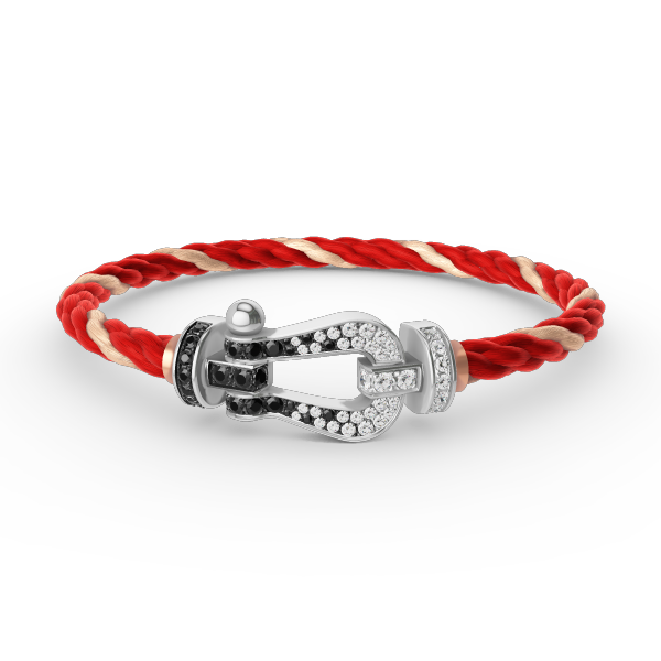 [CLOVER JEWELRY]FORCE LARGE HORSESHOE BLACK WHITE DIAMOND BRACELET SILVER