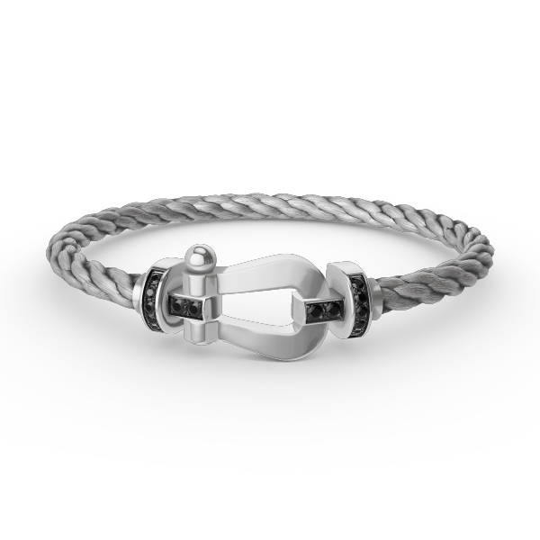 [CLOVER JEWELRY]FORCE LARGE HORSESHOE BLACK DIAMOND BRACELET SILVER