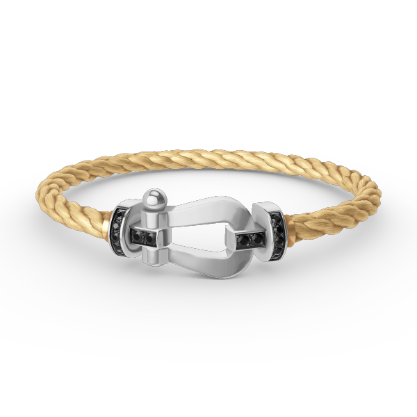 [CLOVER JEWELRY]FORCE LARGE HORSESHOE BLACK DIAMOND BRACELET SILVER
