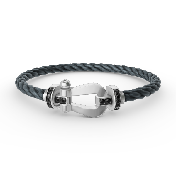 [CLOVER JEWELRY]FORCE LARGE HORSESHOE BLACK DIAMOND BRACELET SILVER