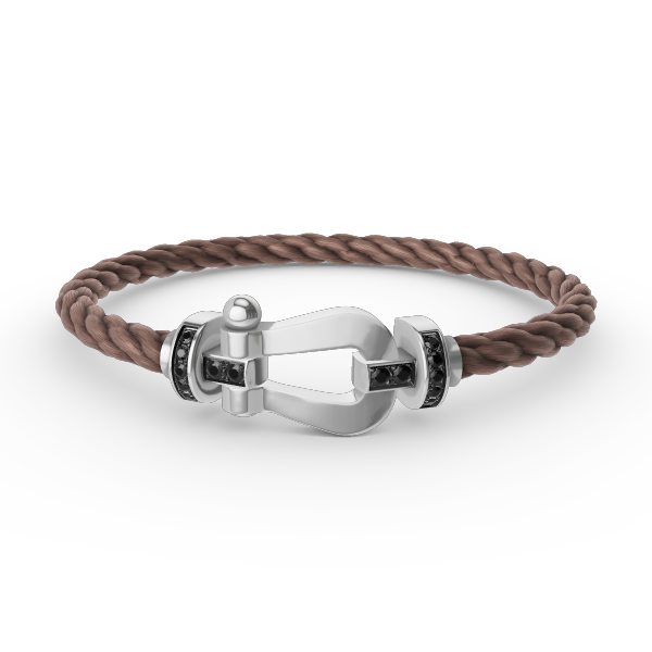 [CLOVER JEWELRY]FORCE LARGE HORSESHOE BLACK DIAMOND BRACELET SILVER