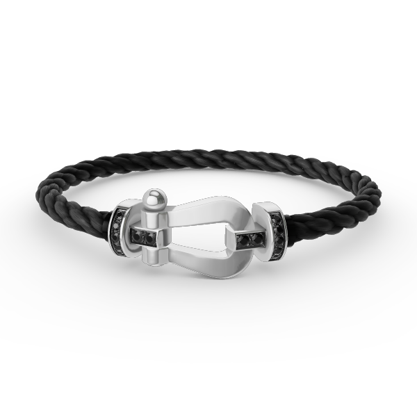 [CLOVER JEWELRY]FORCE LARGE HORSESHOE BLACK DIAMOND BRACELET SILVER