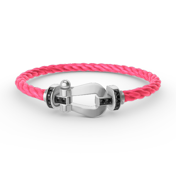 [CLOVER JEWELRY]FORCE LARGE HORSESHOE BLACK DIAMOND BRACELET SILVER