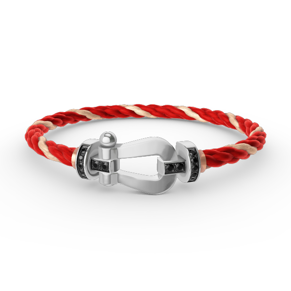 [CLOVER JEWELRY]FORCE LARGE HORSESHOE BLACK DIAMOND BRACELET SILVER