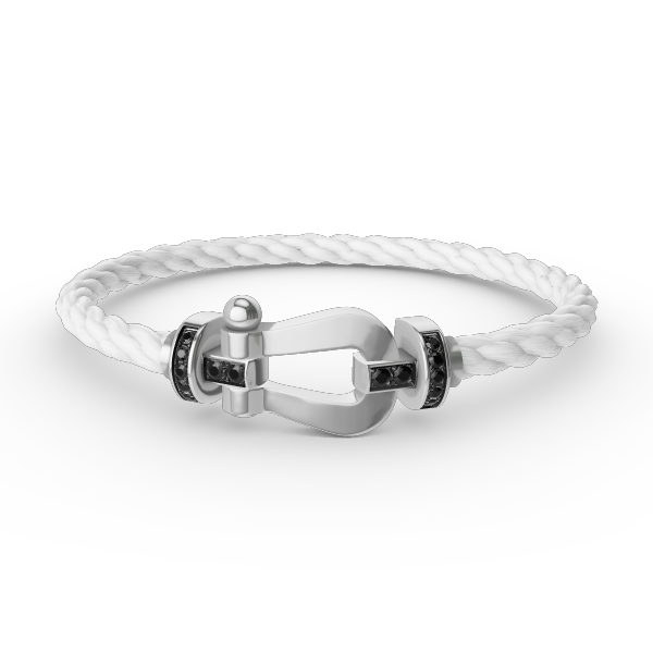 [CLOVER JEWELRY]FORCE LARGE HORSESHOE BLACK DIAMOND BRACELET SILVER