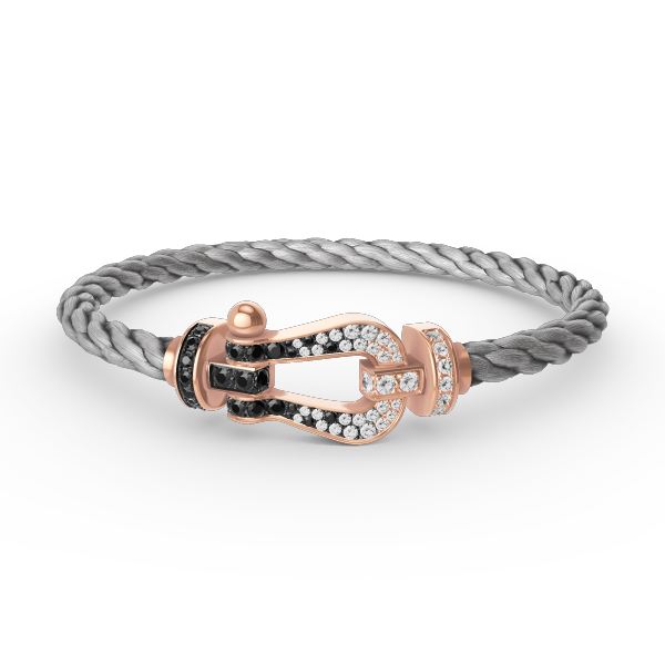 [CLOVER JEWELRY]FORCE LARGE HORSESHOE BLACK WHITE DIAMOND BRACELET ROSE GOLD