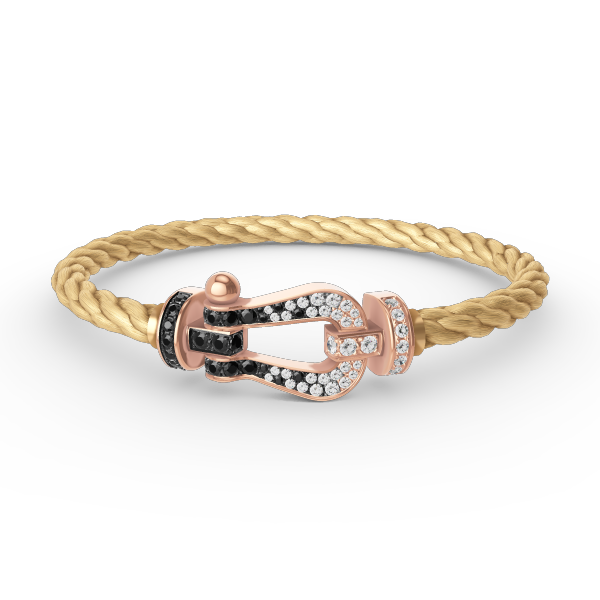[CLOVER JEWELRY]FORCE LARGE HORSESHOE BLACK WHITE DIAMOND BRACELET ROSE GOLD