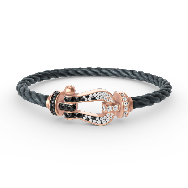 [CLOVER JEWELRY]FORCE LARGE HORSESHOE BLACK WHITE DIAMOND BRACELET ROSE GOLD