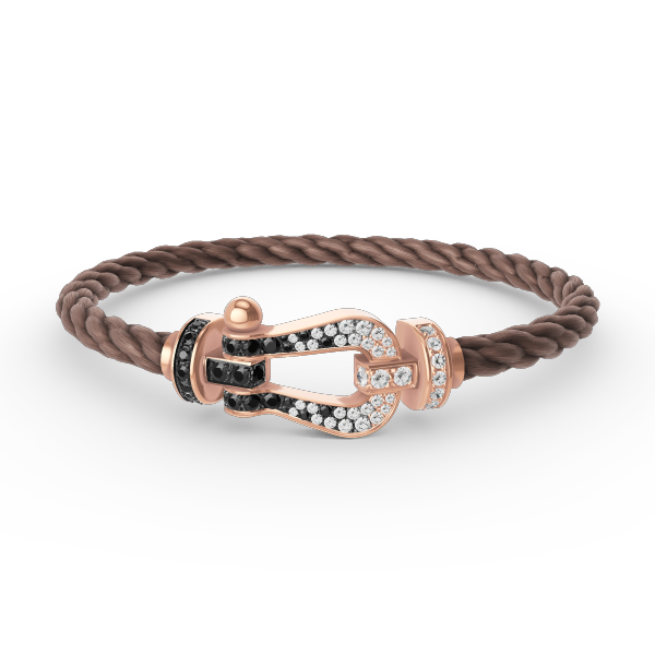 [CLOVER JEWELRY]FORCE LARGE HORSESHOE BLACK WHITE DIAMOND BRACELET ROSE GOLD