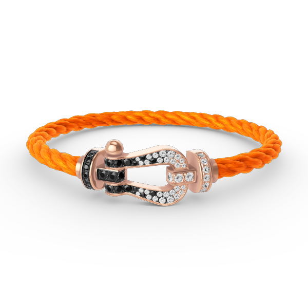 [CLOVER JEWELRY]FORCE LARGE HORSESHOE BLACK WHITE DIAMOND BRACELET ROSE GOLD