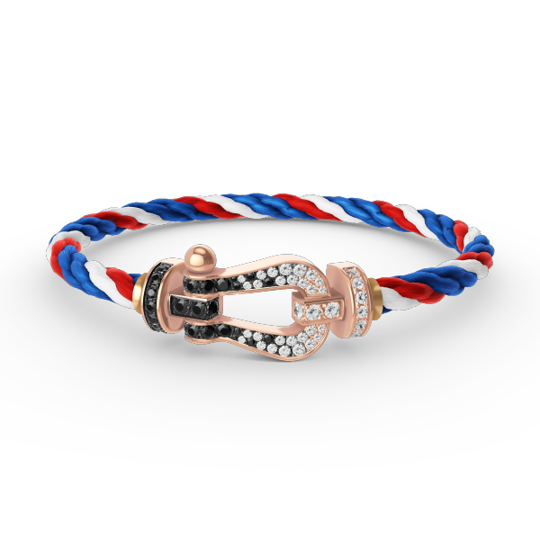 [CLOVER JEWELRY]FORCE LARGE HORSESHOE BLACK WHITE DIAMOND BRACELET ROSE GOLD