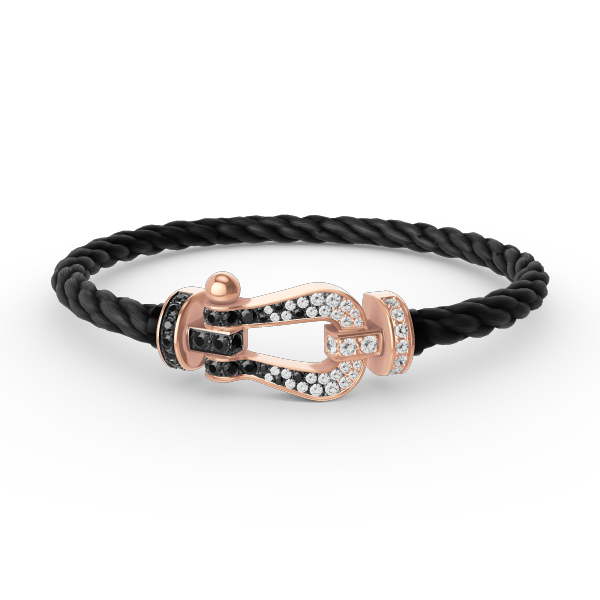 [CLOVER JEWELRY]FORCE LARGE HORSESHOE BLACK WHITE DIAMOND BRACELET ROSE GOLD