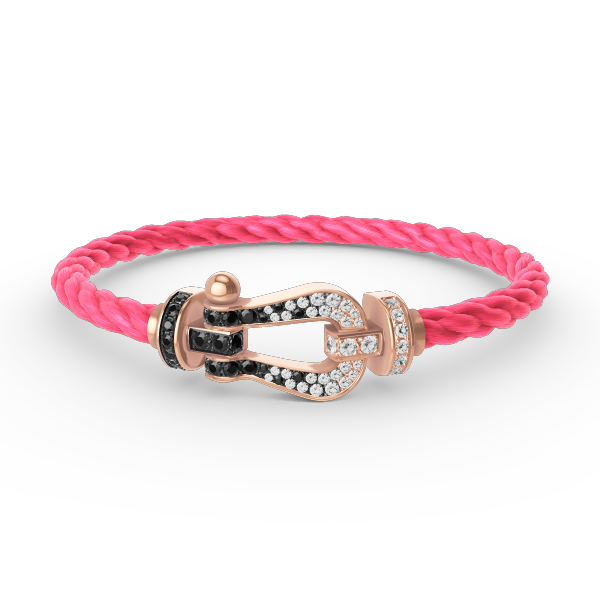 [CLOVER JEWELRY]FORCE LARGE HORSESHOE BLACK WHITE DIAMOND BRACELET ROSE GOLD