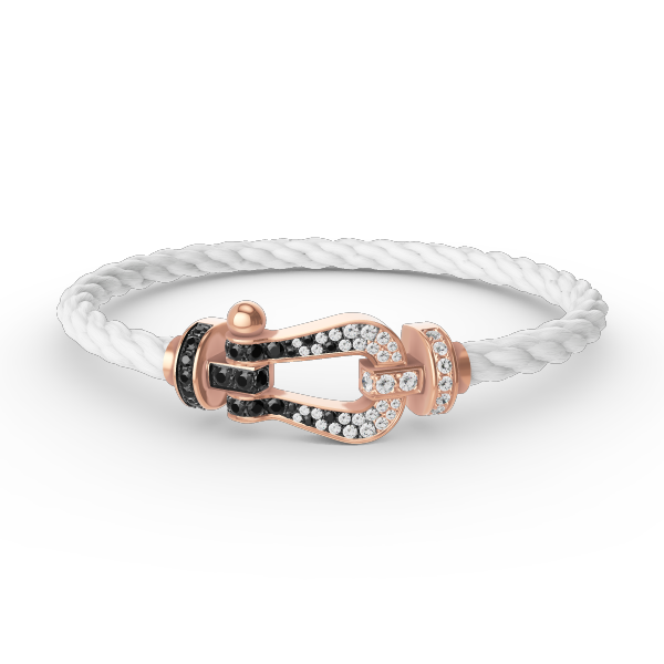 [CLOVER JEWELRY]FORCE LARGE HORSESHOE BLACK WHITE DIAMOND BRACELET ROSE GOLD