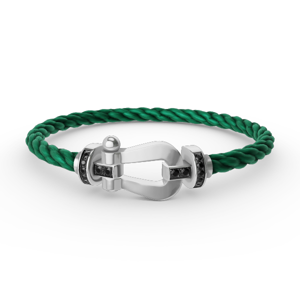 [CLOVER JEWELRY]FORCE LARGE HORSESHOE BLACK DIAMOND BRACELET SILVER
