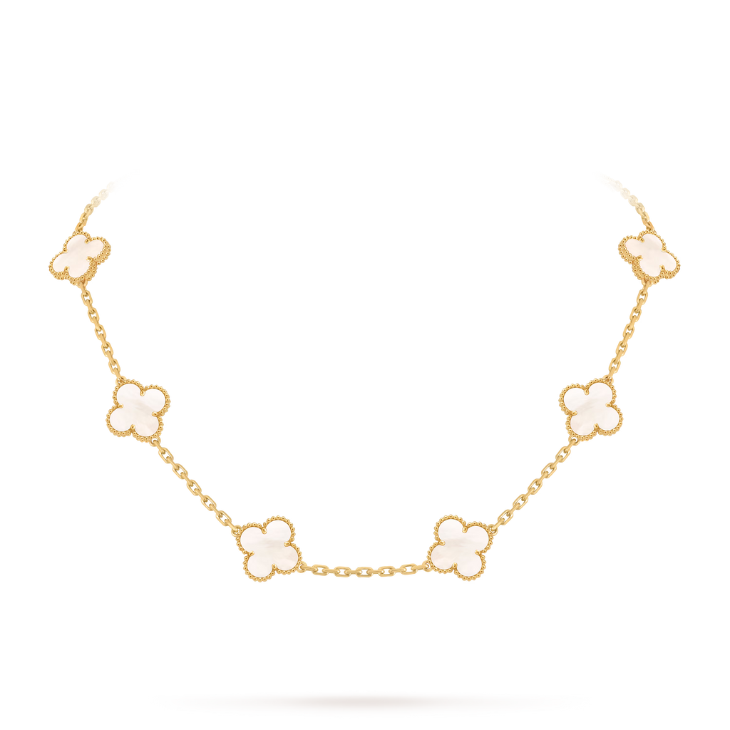 [Camiery] VA CLOVER 10 MOTIFS WHITE MOP NECKLACE