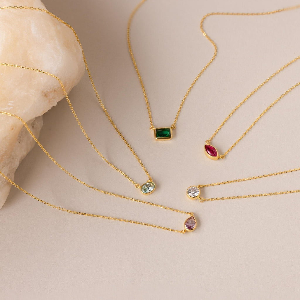 Custom Cut Birthstone Necklace
