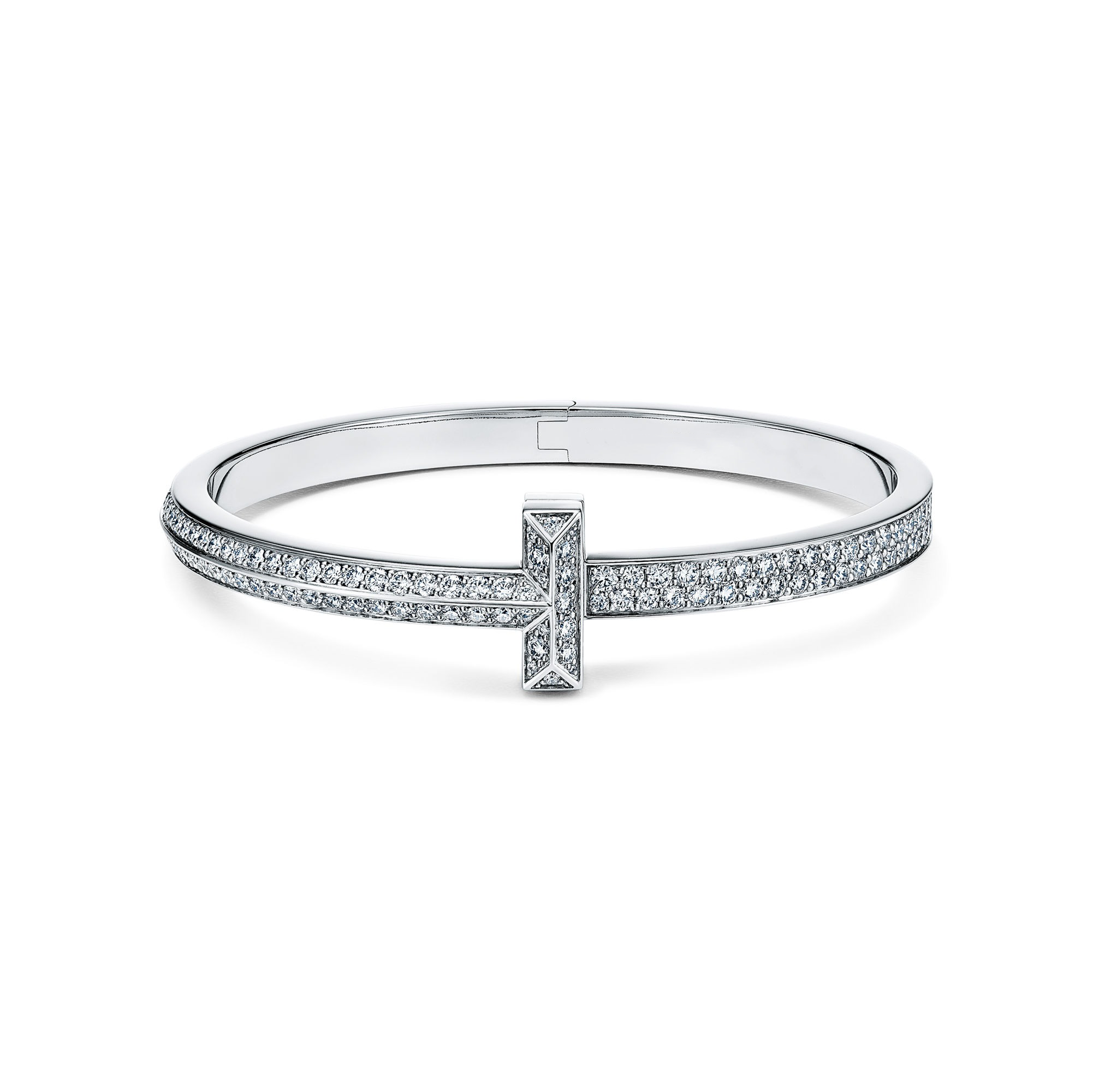 [Camiery] TB T Bracelet - T1 Wide White Gold Diamond Bangle