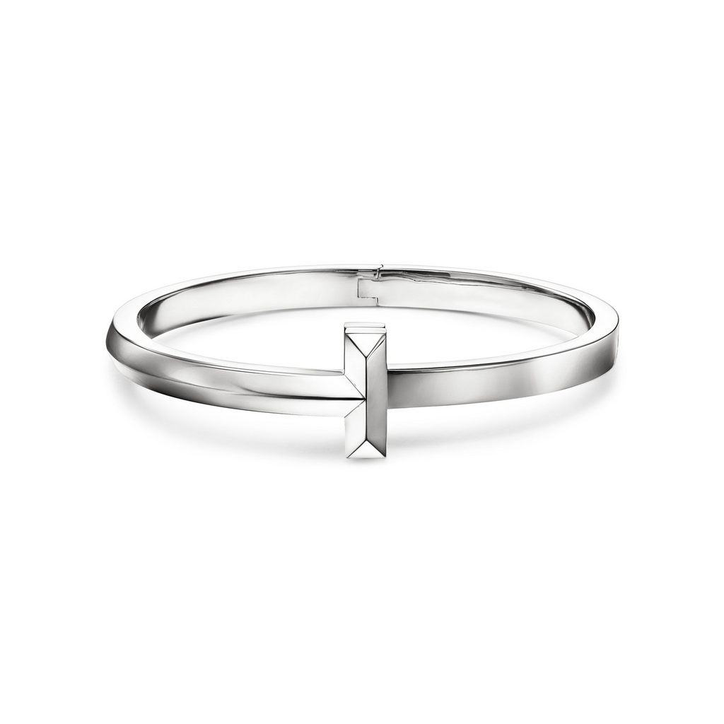 [Camiery] TF Bracelet - T1 Wide Hinged Bangle in White Gold