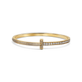 [Camiery] TF T Bracelet - T1 Narrow Pavé Diamond Hinged Bangle in Yellow Gold