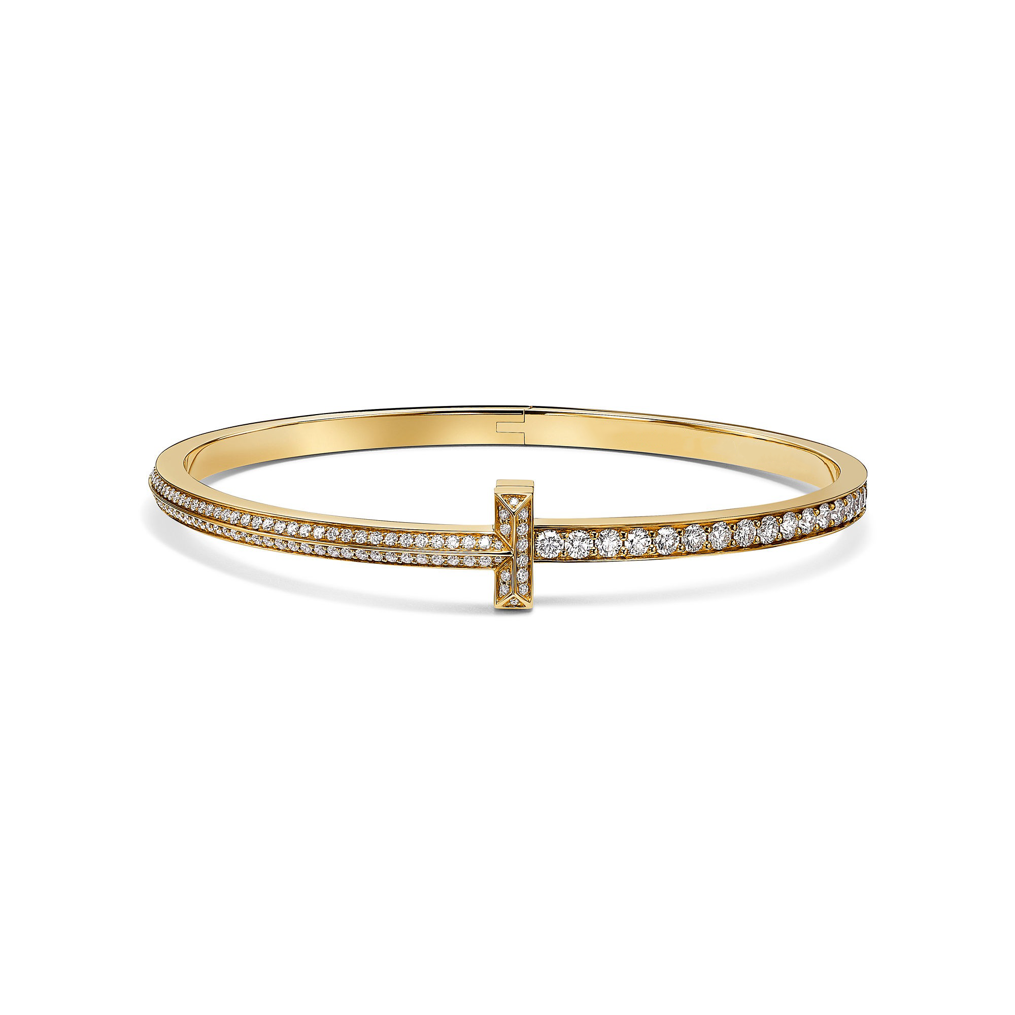 [Camiery] TF T Bracelet - T1 Narrow Pavé Diamond Hinged Bangle in Yellow Gold