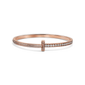 [Camiery] TF T Bracelet - T1 Narrow Pavé Diamond Hinged Bangle in Rose Gold