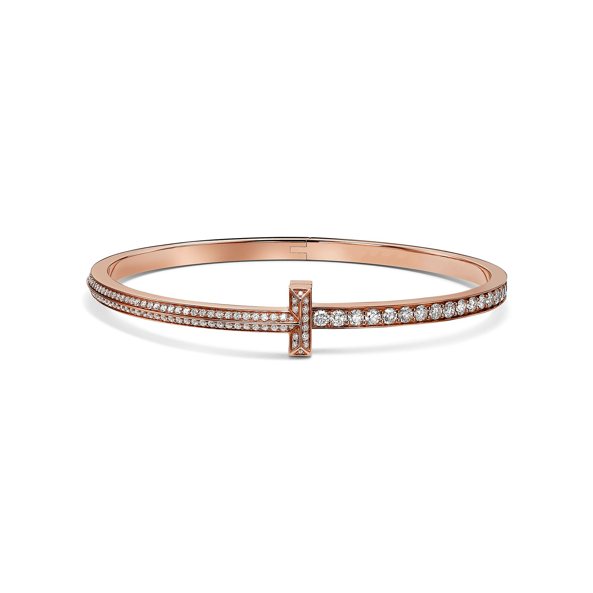 [Camiery] TF T Bracelet - T1 Narrow Pavé Diamond Hinged Bangle in Rose Gold