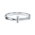 [Camiery] TF T Bracelet - T1 Wide Half Pavé Bangle White Gold