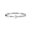 [Camiery] TF T Bracelet - T1 Narrow Half Pavé Bangle in White Gold