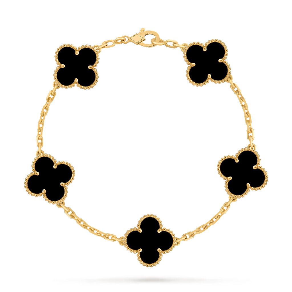 [Camiery] VA CLOVER 5 MOTIFS ONYX BRACELET