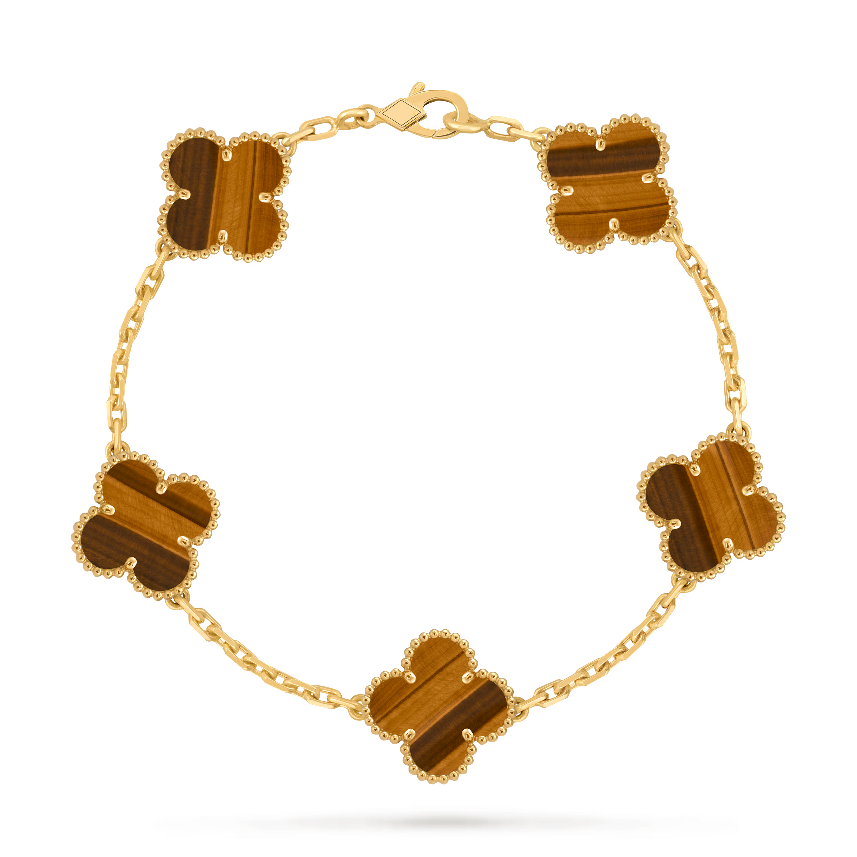 [Camiery] VA CLOVER 5 MOTIFS TIGER EYE BRACELET