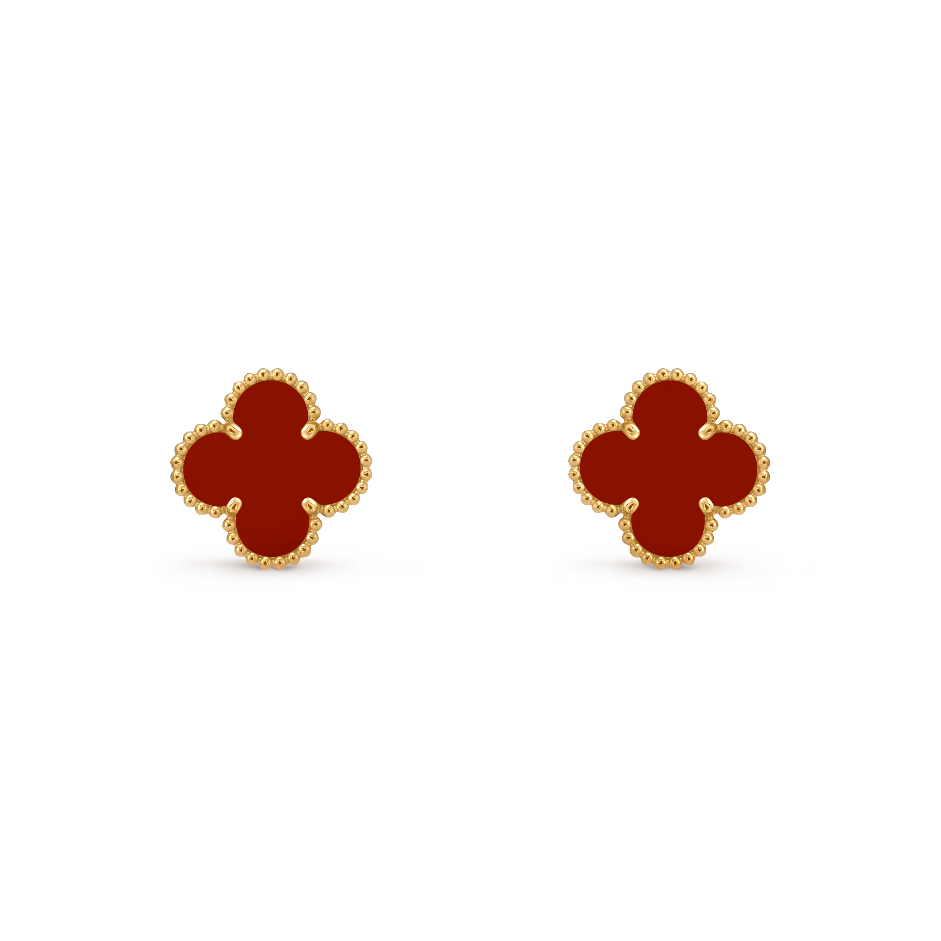 [Camiery] VA CLOVER 1 MOTIFS CARNELIAN GOLD EARRINGS