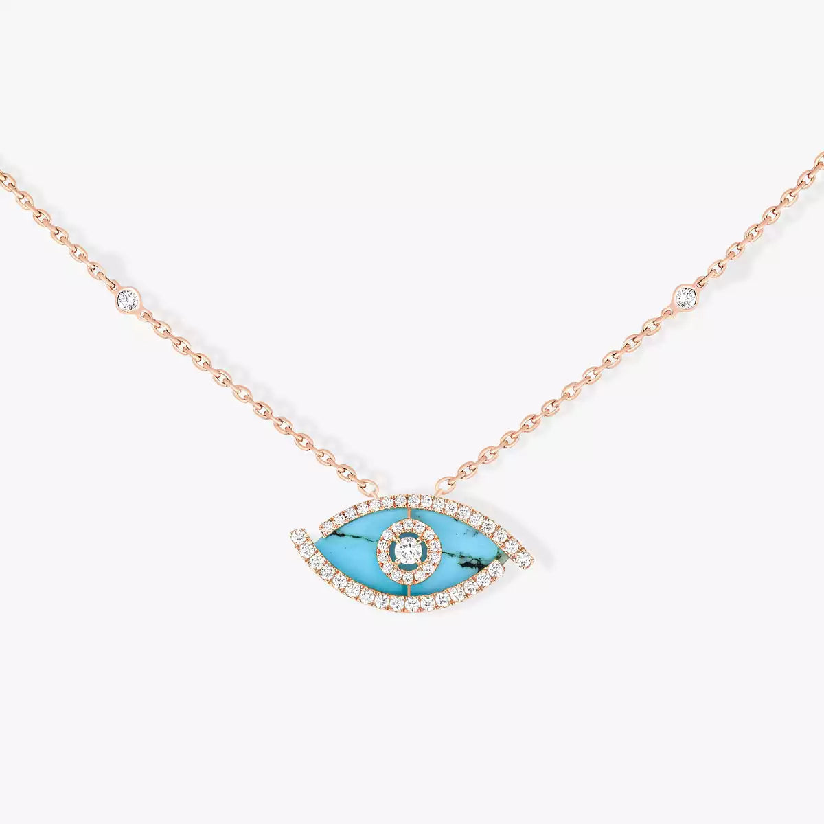 [Camiery]Lucky Eye Diamond Necklace in Rose Gold and Turquoise