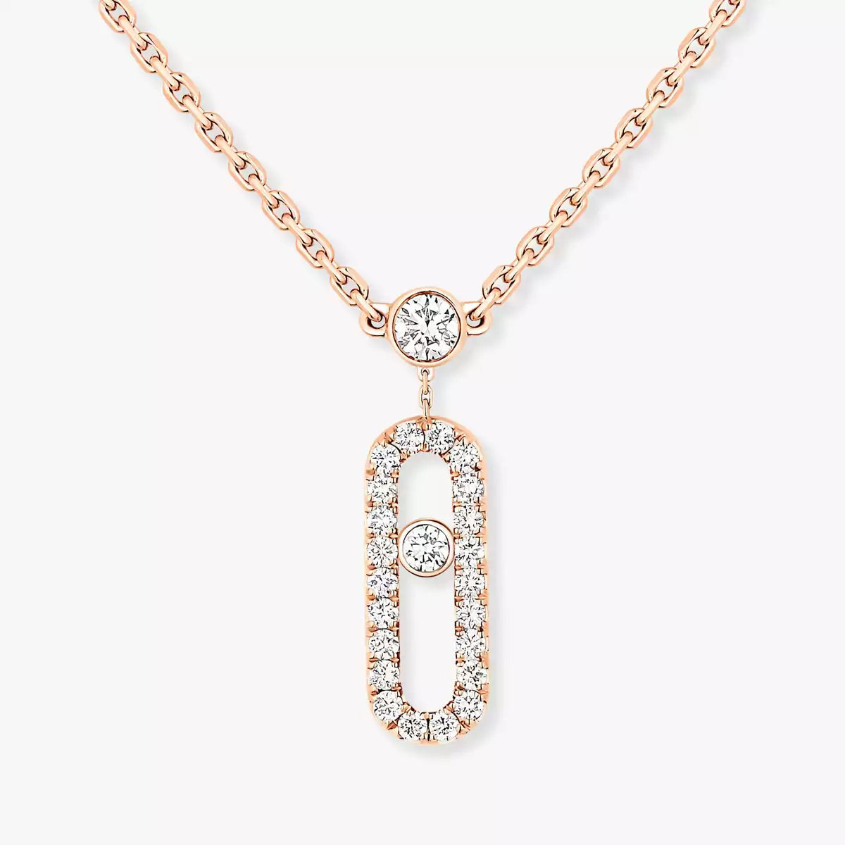 [Camiery]2 Rows Rose Gold Diamond Pave_ Necklace Move Uno
