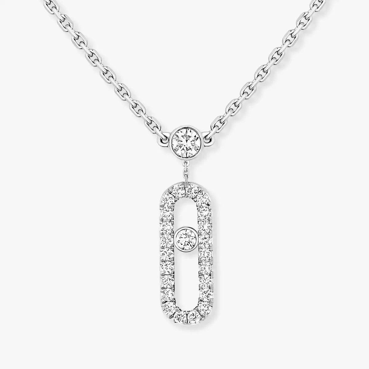 [Camiery]2 Rows Rose Gold Diamond Pave_ Necklace Move Uno