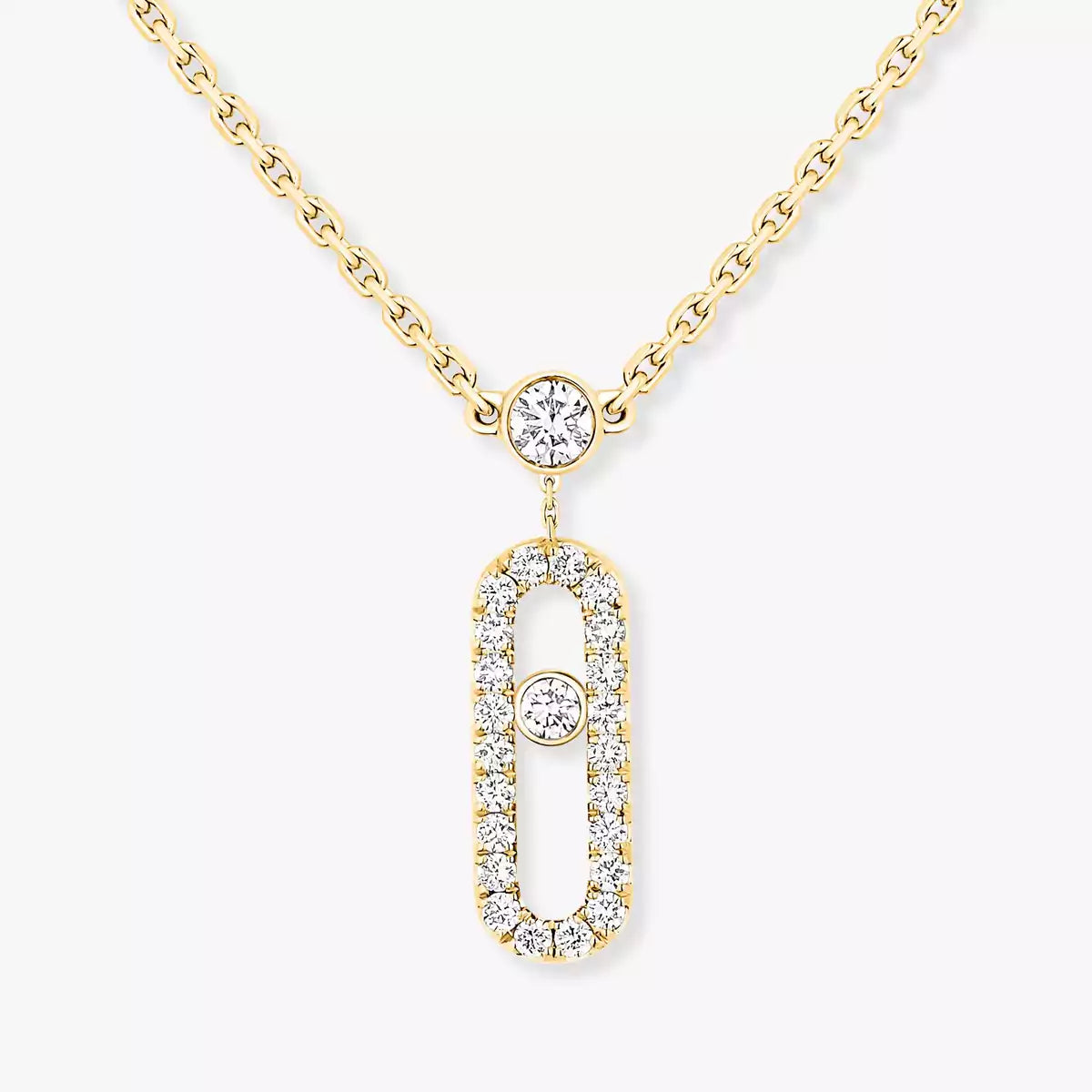[Camiery]2 Rows Rose Gold Diamond Pave_ Necklace Move Uno