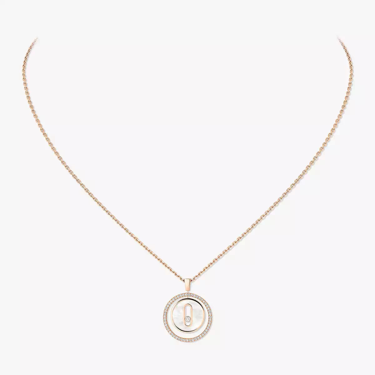 [Camiery]Lucky Move Diamond Necklace in Rose Gold and White Mother-of-Pearl