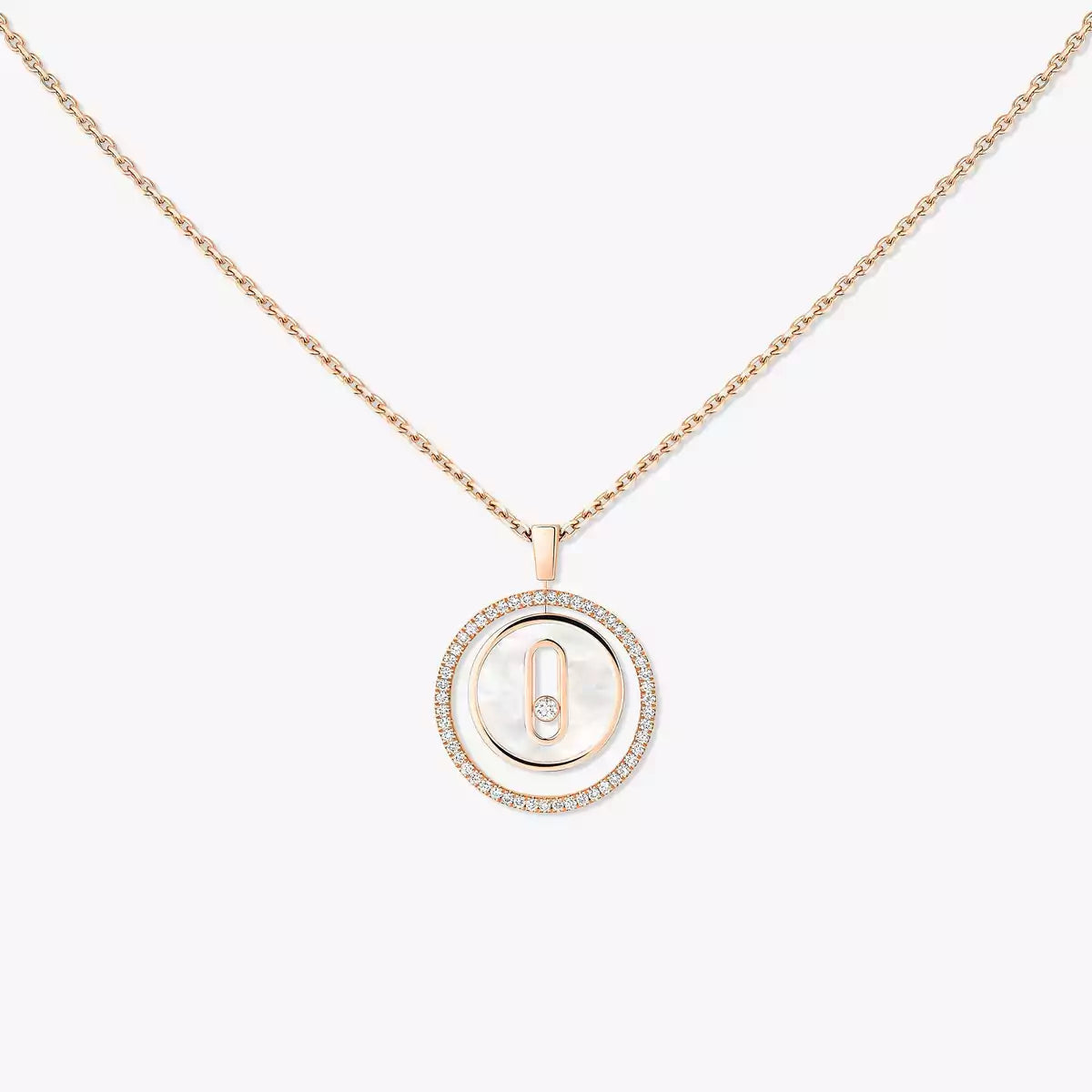 [Camiery]Lucky Move Diamond Necklace in Rose Gold and White Mother-of-Pearl