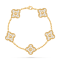 [Camiery] VA CLOVER 5 MOTIF FULL DIAMOND GOLD BRACELET