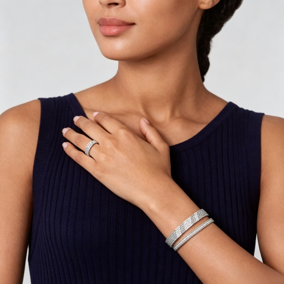 [Camiery] THREE-ROW DIAMOND RING