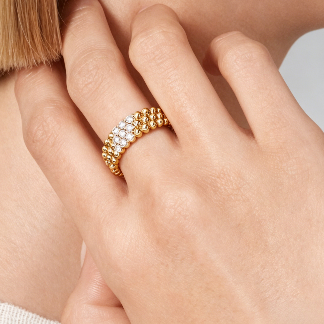[Camiery] THREE-ROW DIAMOND RING