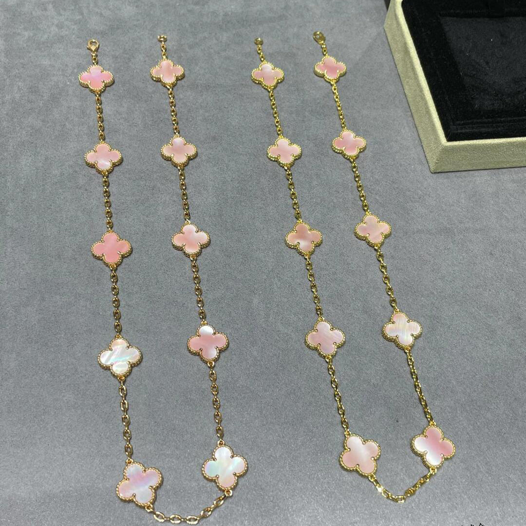 [Camiery]CLOVER 10 MOTIFS PINK MOP NECKLACE