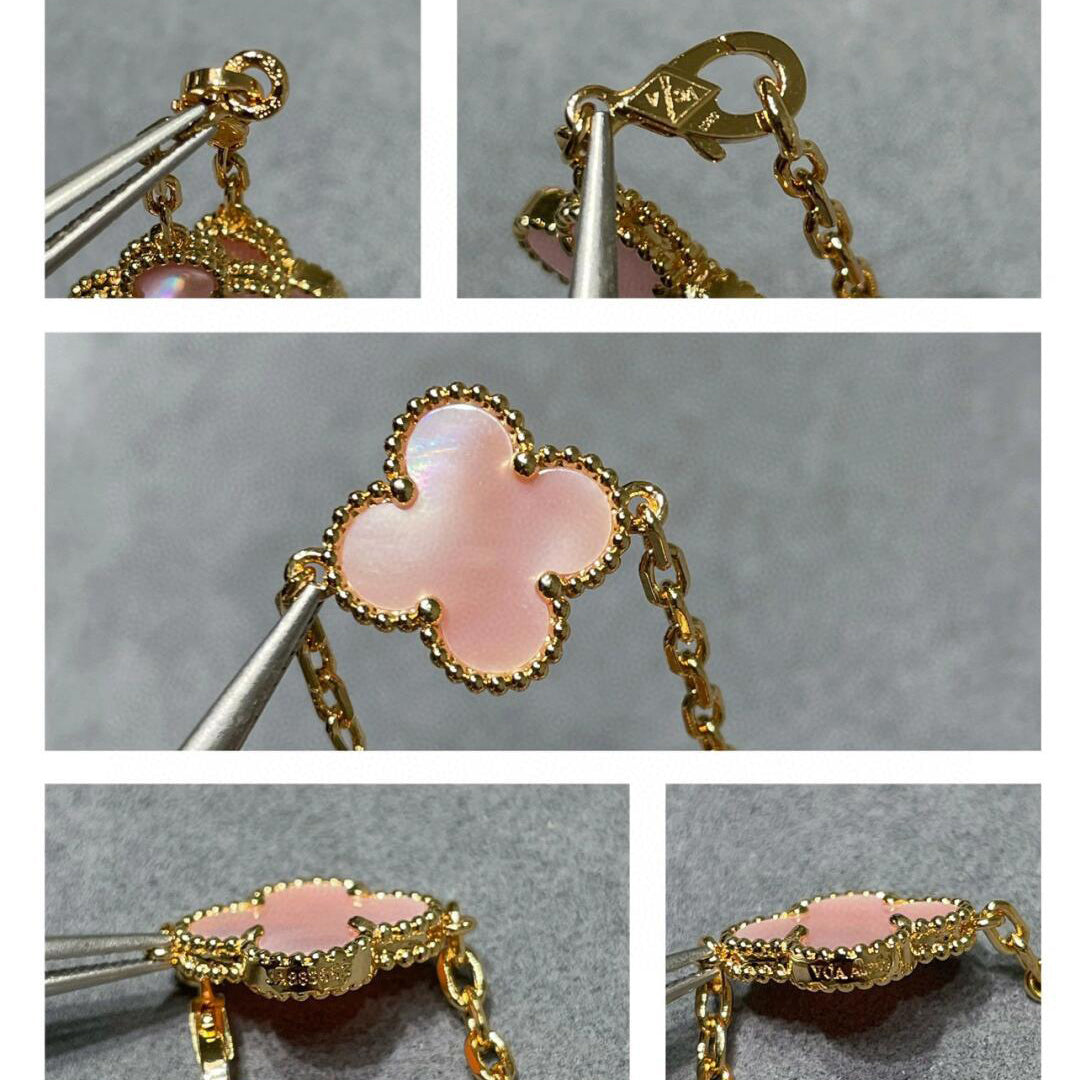 [Camiery]CLOVER 10 MOTIFS PINK MOP NECKLACE