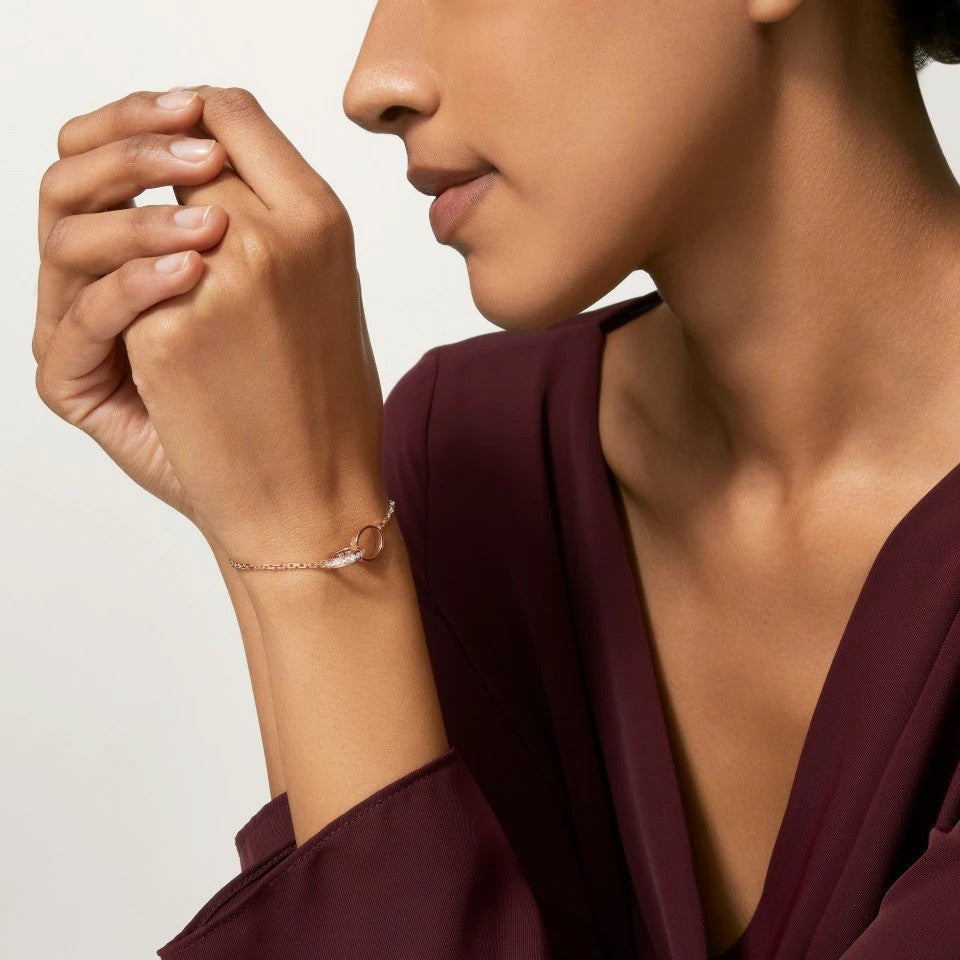 [Camiery] LOVE DOUBLE RING HALF DIAMOND BRACELET
