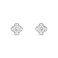 [Camiery] VA CLOVER 1 MOTIFS DIAMOND STUD WHITE GOLD EARRINGS