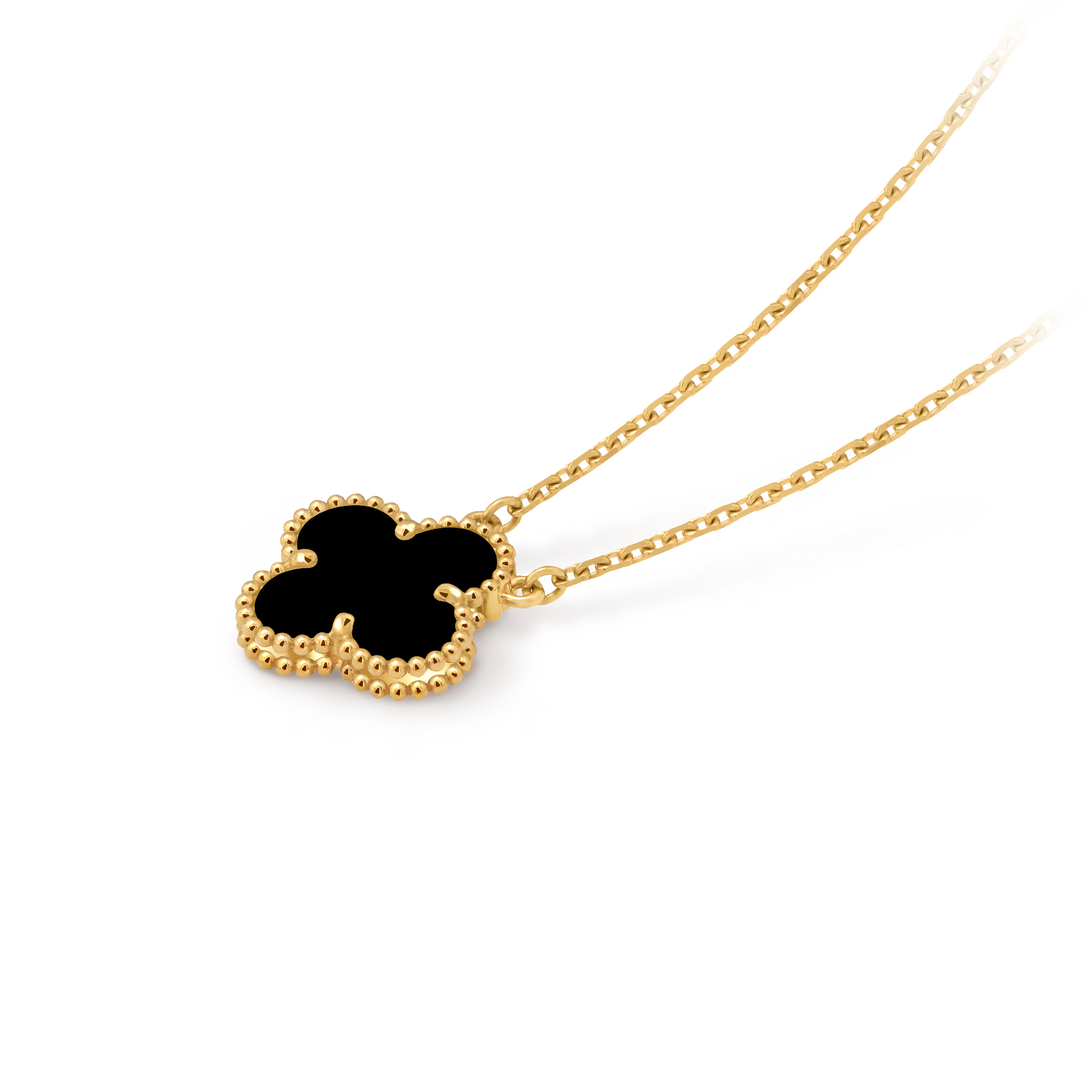 [Camiery] VA CLOVER 15MM ONYX GOLD NECKLACE