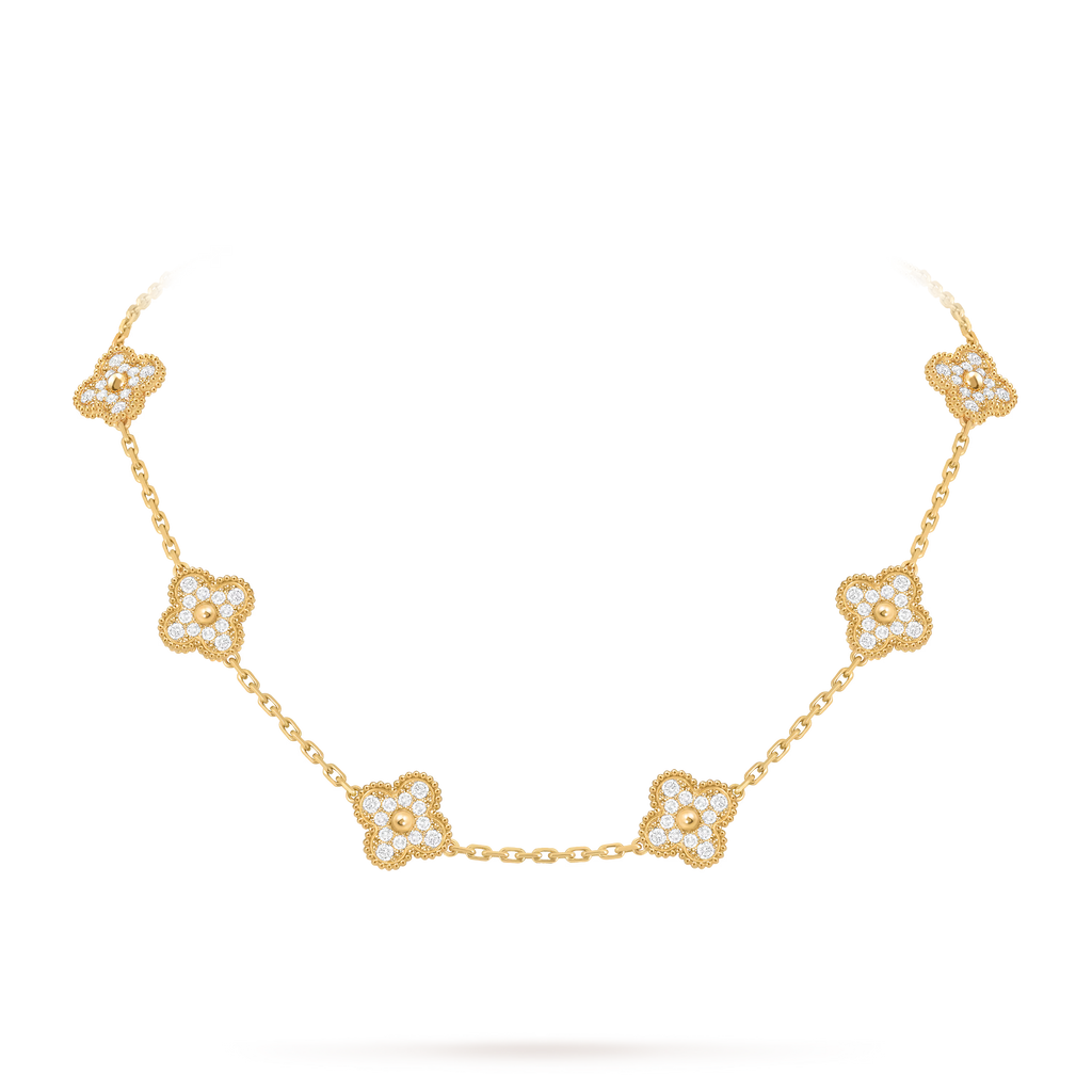 [Camiery] VA CLOVER 10 MOTIFS DIAMOND GOLD NECKLACE