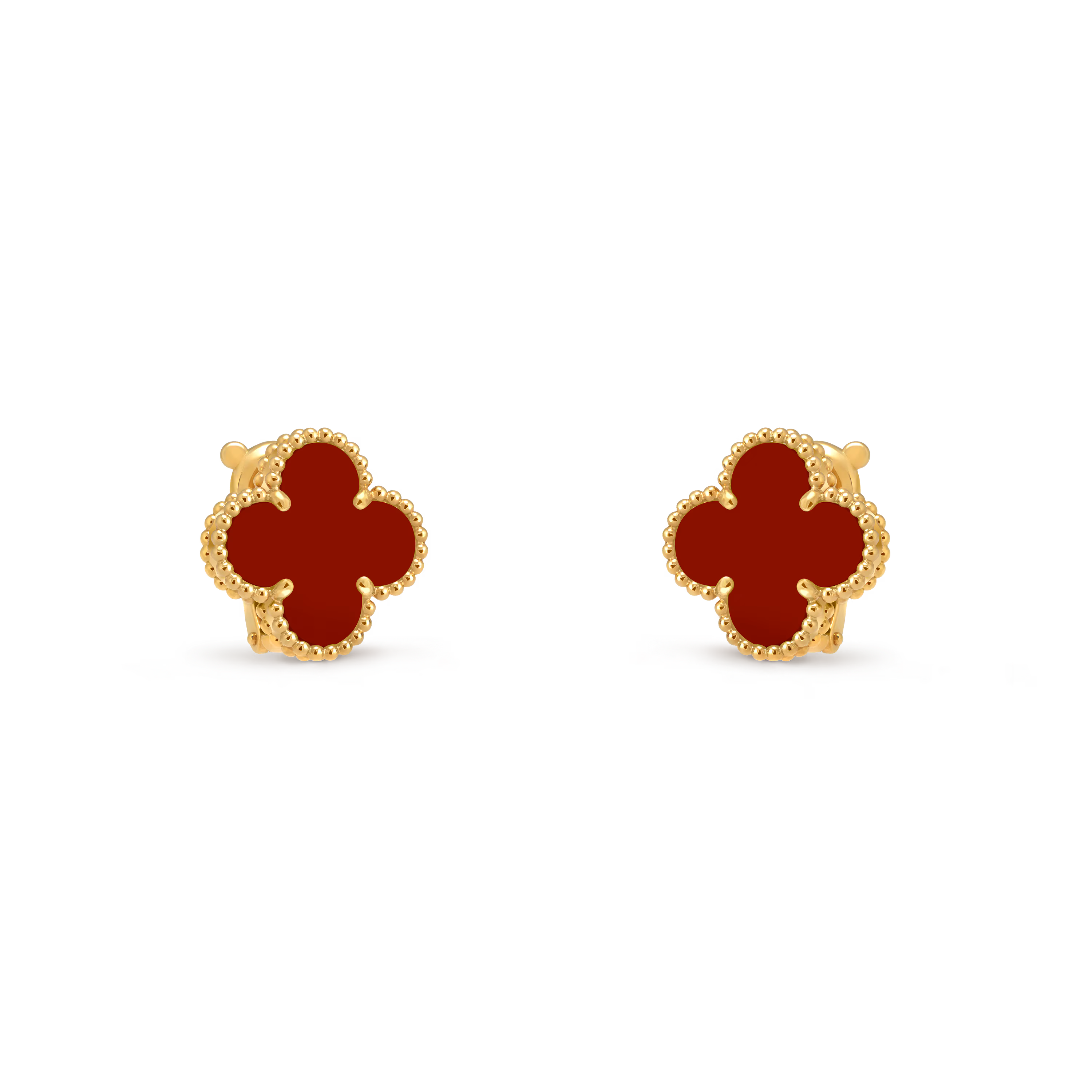 [Camiery] VA CLOVER 1 MOTIFS CARNELIAN GOLD EARRINGS